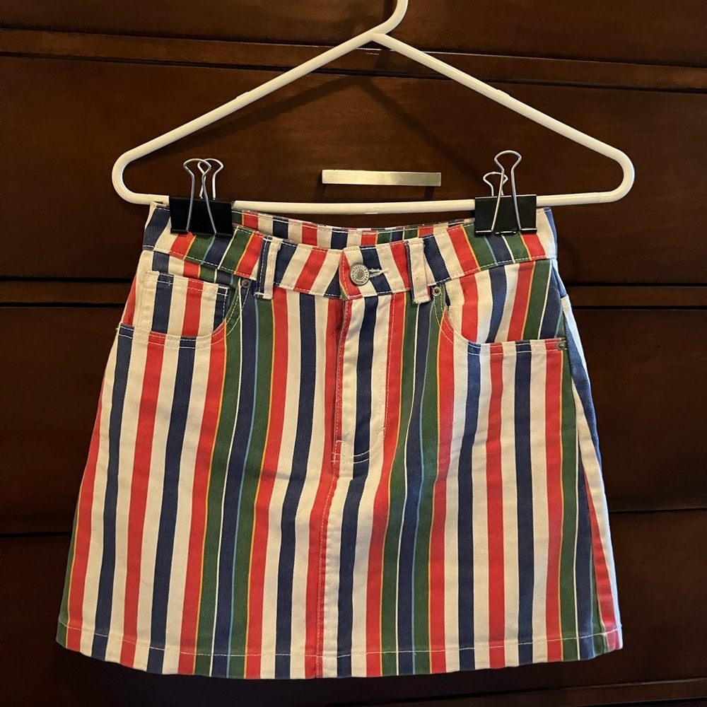 Colorful Striped Women's Denim Skirt